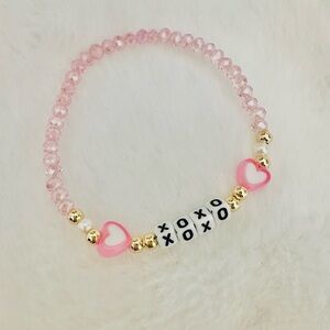 Cute Valentine XOXO Hearts Beaded Bracelet